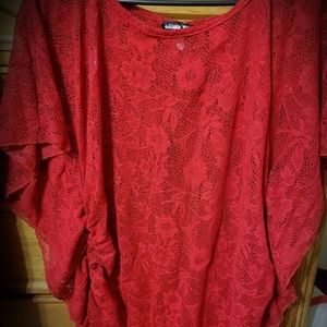 Deep red laced top